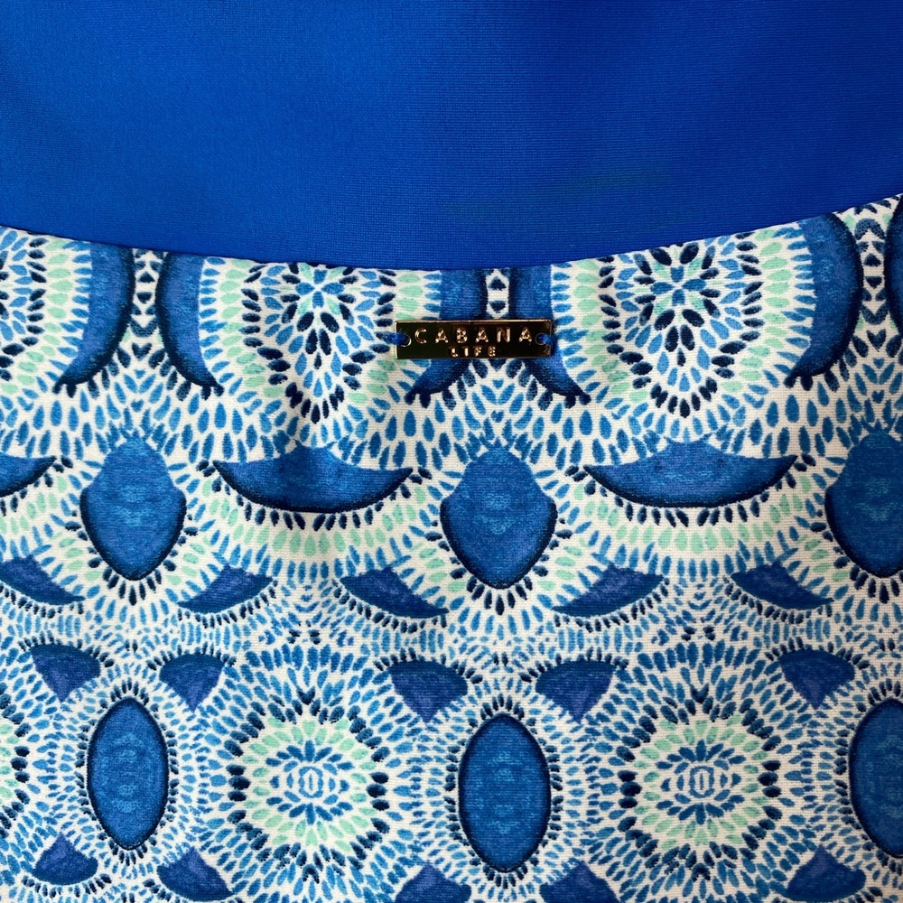 Cabana Life Blue and White Paisley Swim Coverup Dress L SPF Resortwear Travel - Picture 6 of 7